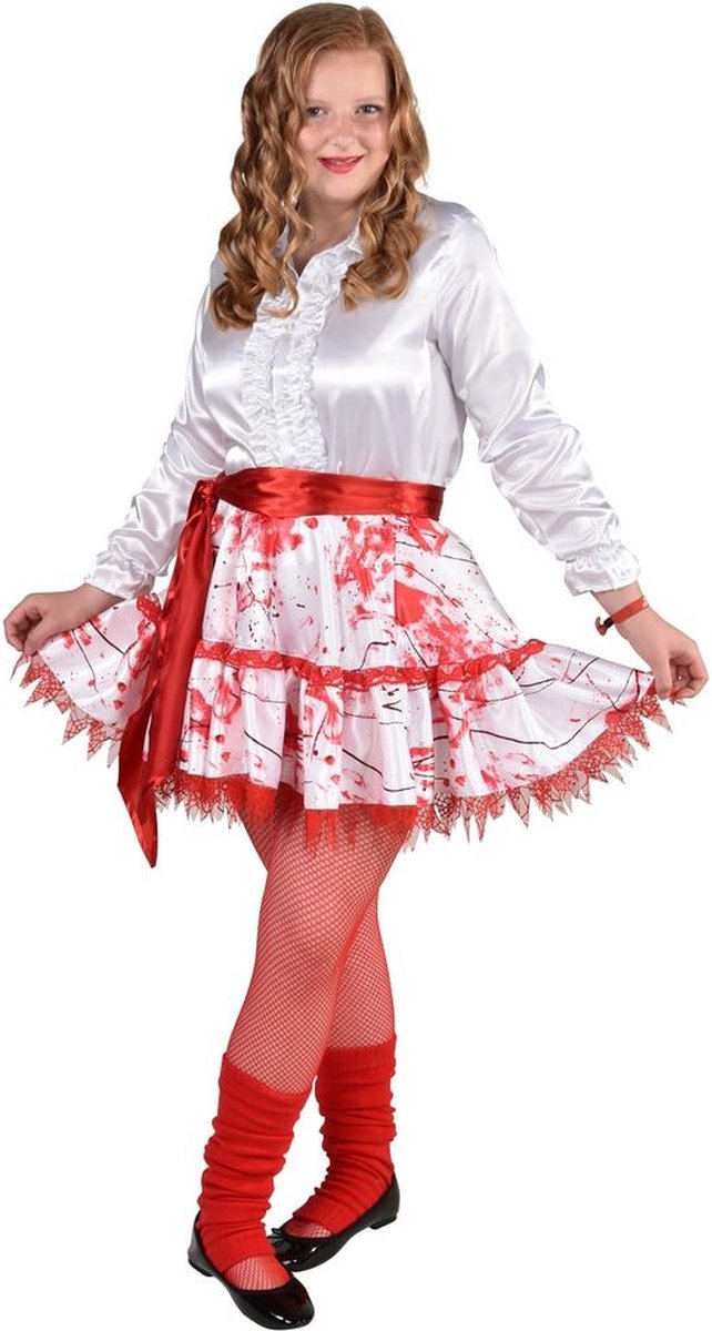 Zombie Kostuum | Rok Met Bloed Besmeurd Meisje | Maat 104-116 | Halloween | Verkleedkleding